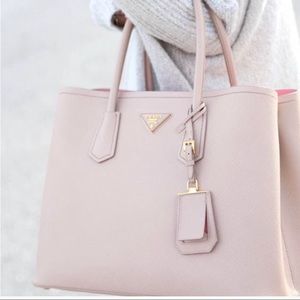 Cammeo/Rosa Prada Cuir Double Bag Medium